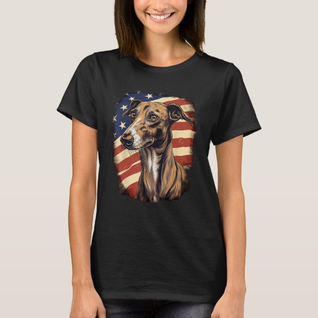 Camiseta 4th Of July US Flag Greyhound Dog 2 (Anverso)