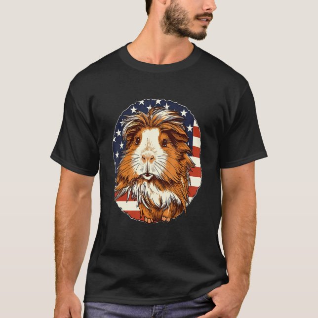 Camiseta 4th Of July US Flag Guinea Pig (Anverso)