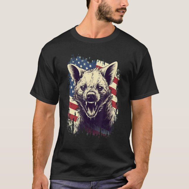 Camiseta 4th Of July US Flag Hyena (Anverso)
