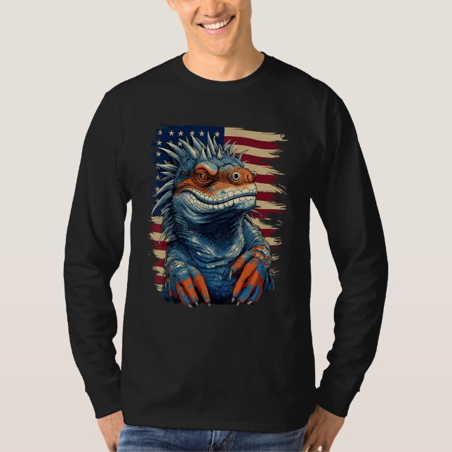 Camiseta 4th Of July US Flag Iguana 1 (Anverso)