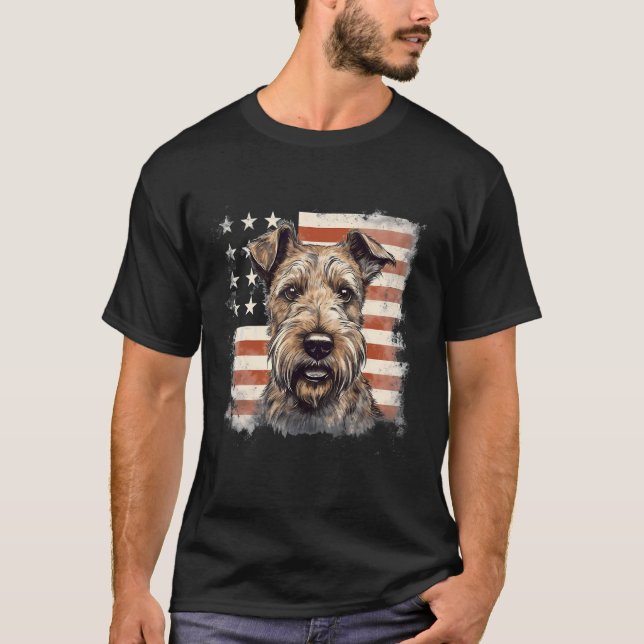 Camiseta 4th Of July US Flag Irish Terrier Dog (Anverso)