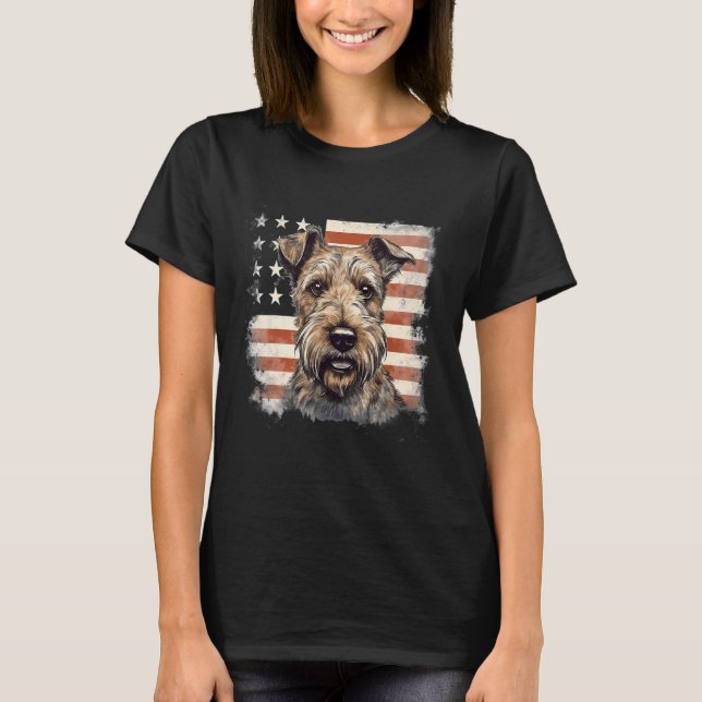 Camiseta 4th Of July US Flag Irish Terrier Dog (Anverso)