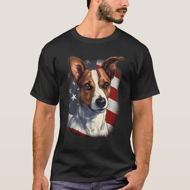 Camiseta 4th Of July US Flag Jack Russell Dog (Anverso)