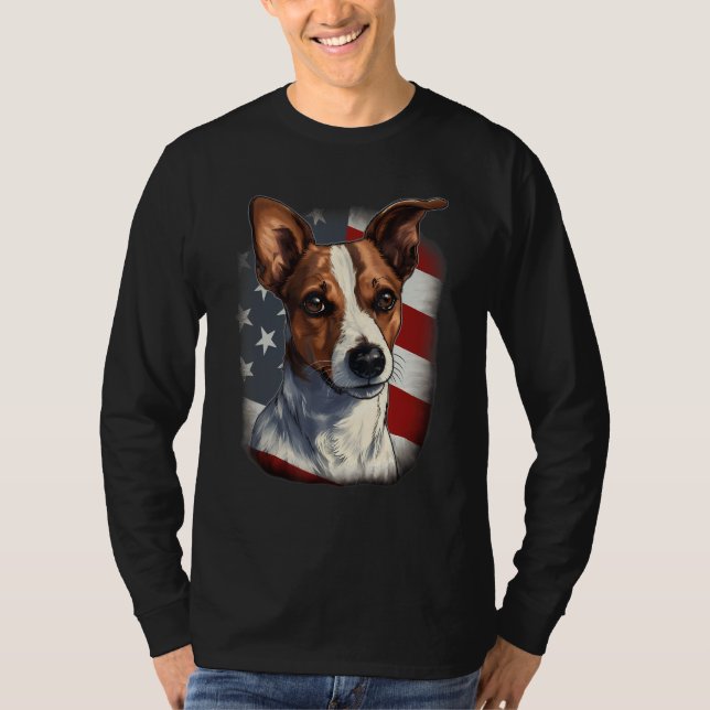Camiseta 4th Of July US Flag Jack Russell Dog (Anverso)
