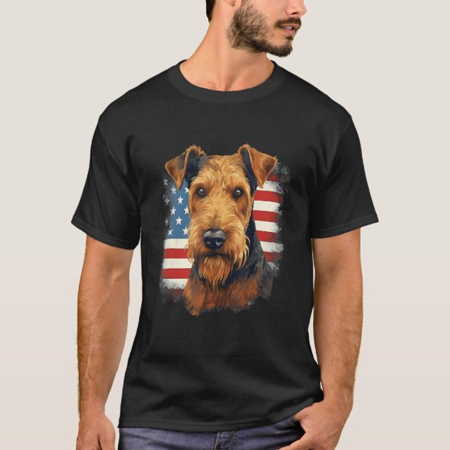 Camiseta 4th Of July US Flag Lakeland Terrier Dog (Anverso)