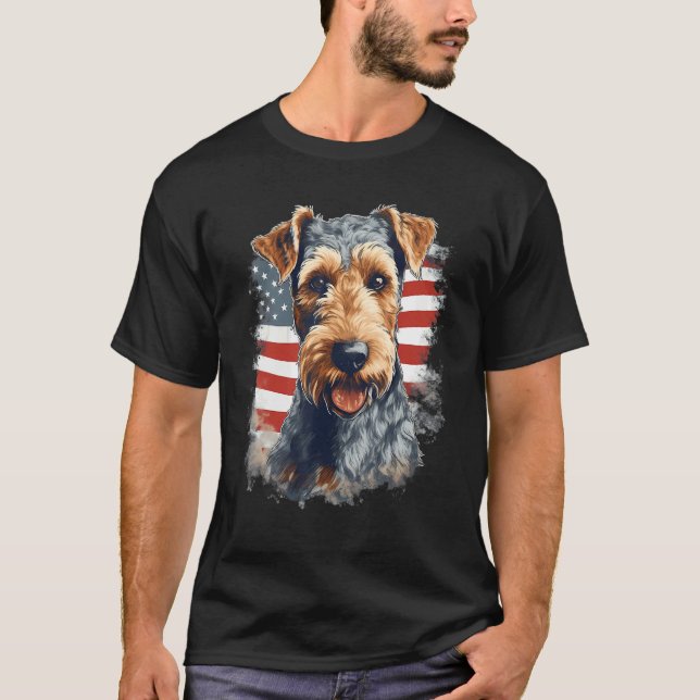 Camiseta 4th Of July US Flag Lakeland Terrier Dog 1 (Anverso)