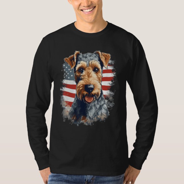 Camiseta 4th Of July US Flag Lakeland Terrier Dog 1 (Anverso)