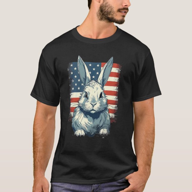 Camiseta 4th Of July US Flag Lionhead Rabbit (Anverso)