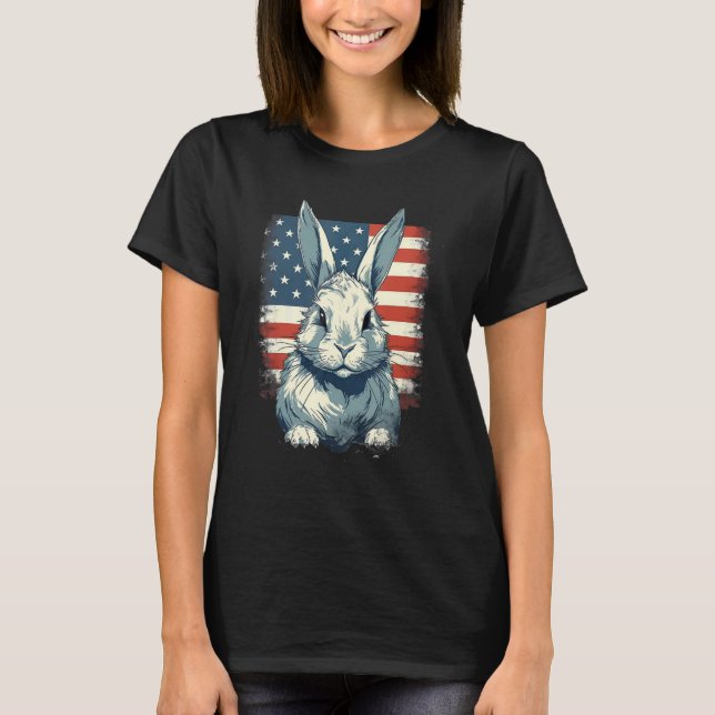 Camiseta 4th Of July US Flag Lionhead Rabbit (Anverso)