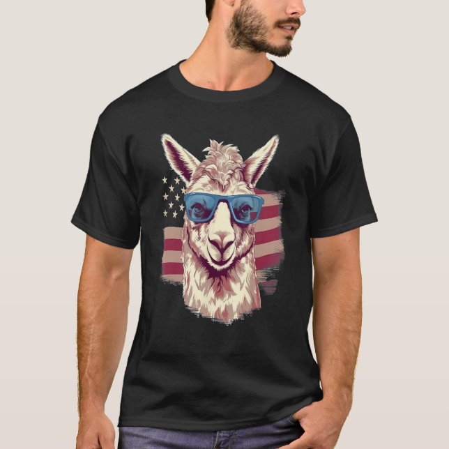 Camiseta 4th Of July US Flag Llama (Anverso)