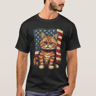 Camiseta 4th Of July US Flag Munchkin Cat