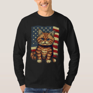 Camiseta 4th Of July US Flag Munchkin Cat