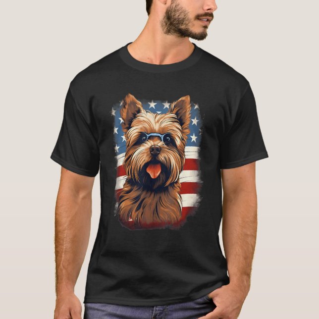 Camiseta 4th Of July US Flag Norfolk Terrier Dog (Anverso)