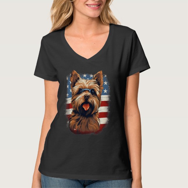 Camiseta 4th Of July US Flag Norfolk Terrier Dog (Anverso)