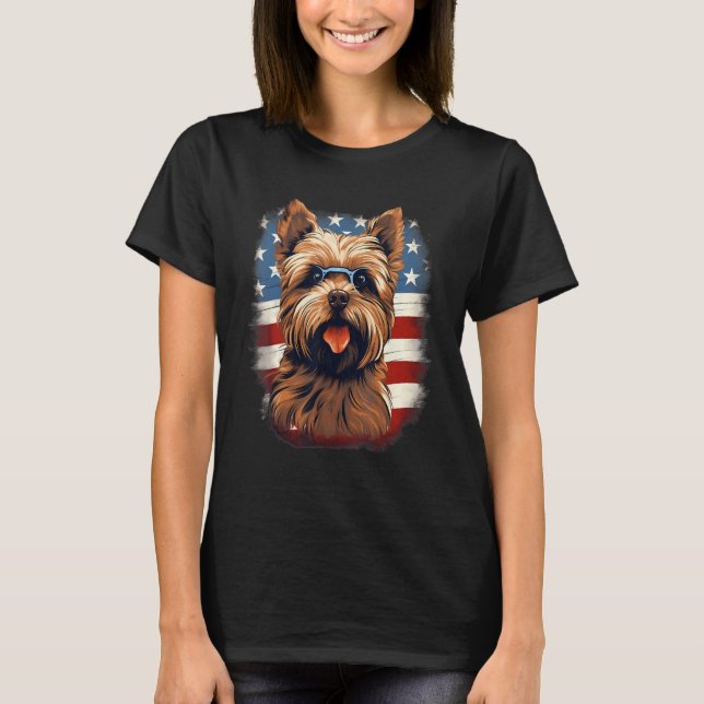 Camiseta 4th Of July US Flag Norfolk Terrier Dog (Anverso)