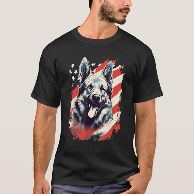 Camiseta 4th Of July US Flag Norwegian Elkhound Dog (Anverso)
