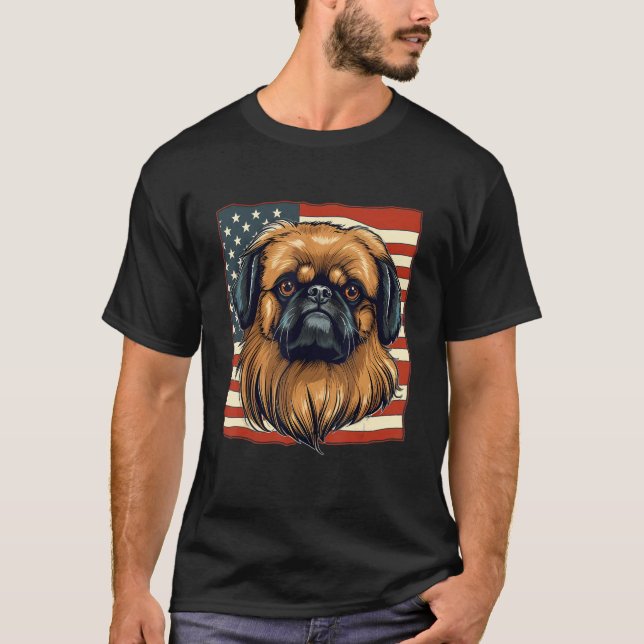Camiseta 4th Of July US Flag Pekingese Dog (Anverso)