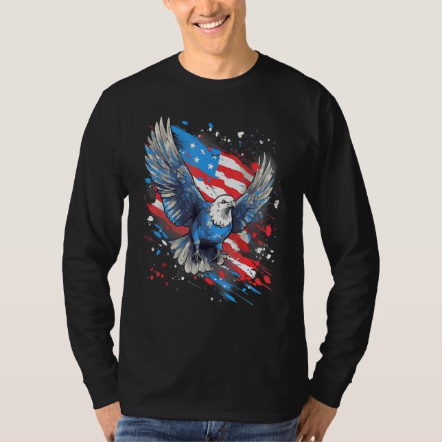 Camiseta 4th Of July US Flag Pigeon (Anverso)