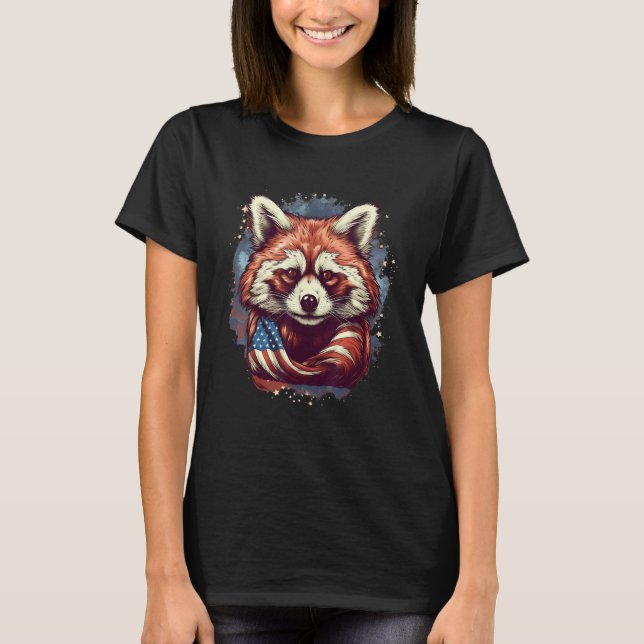 Camiseta 4th Of July US Flag Red Panda 2 (Anverso)