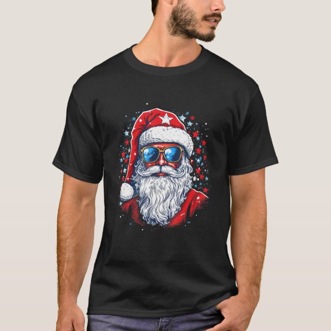 Camiseta 4th Of July US Flag Santa Claus 2 (Anverso)