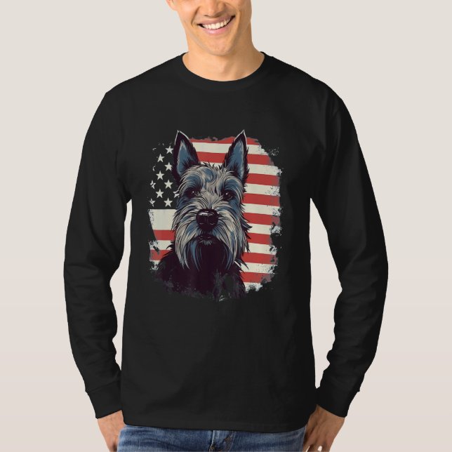 Camiseta 4th Of July US Flag Scottish Terrier Dog 3 (Anverso)