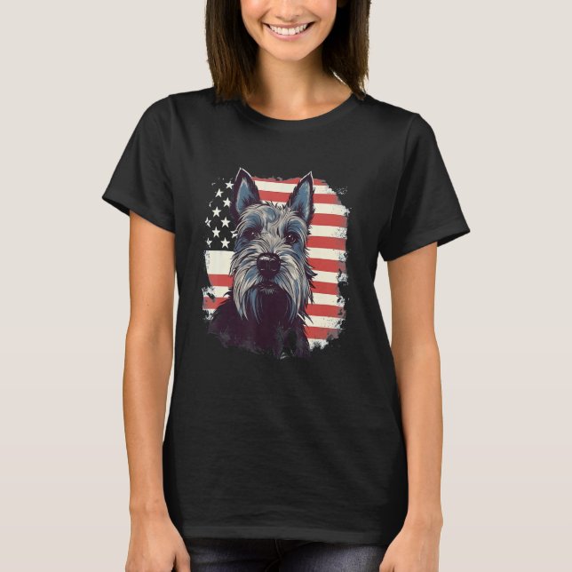 Camiseta 4th Of July US Flag Scottish Terrier Dog 3 (Anverso)