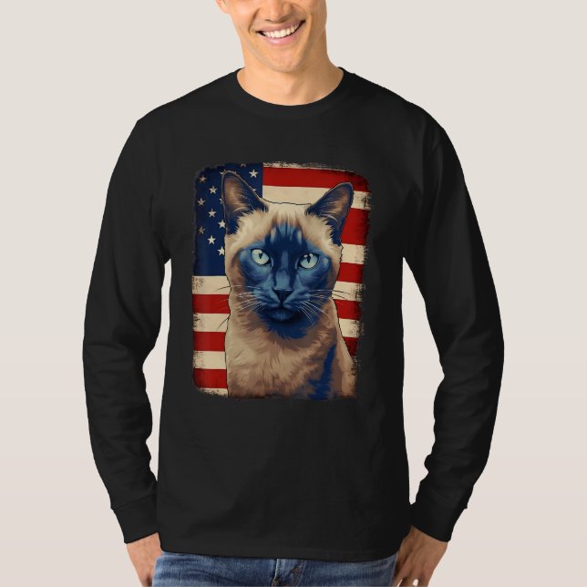 Camiseta 4th Of July US Flag Tonkinese Cat (Anverso)