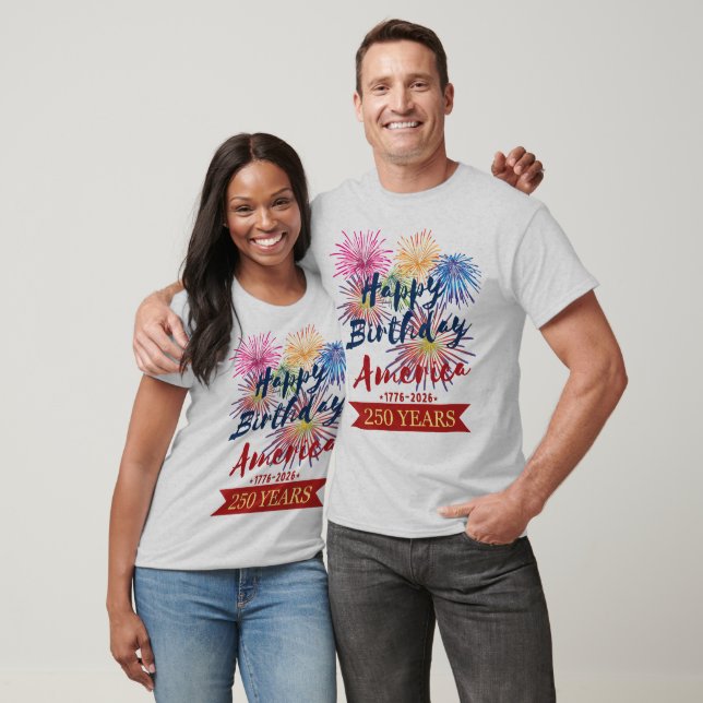 Camiseta 4th of July USA 250th Happy Birthday America (Unisexo)