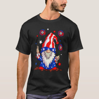 Camiseta 4th of July USA American Flag Gnomes Patriotic Men