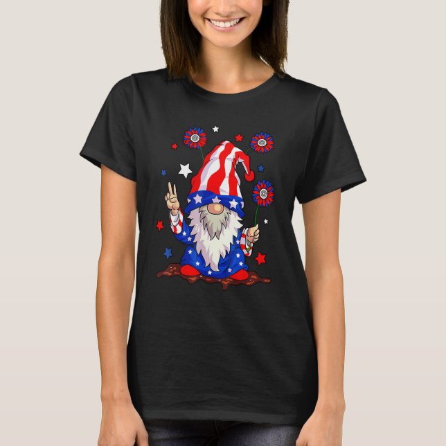 Camiseta 4th of July USA American Flag Gnomes Patriotic Men (Anverso)
