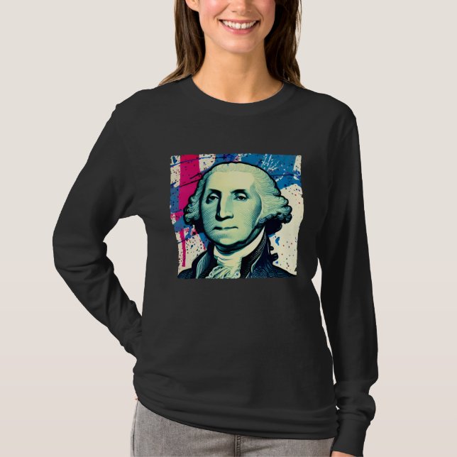 Camiseta 4th of July USA George Washington American Art On (Anverso)