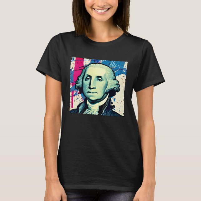 Camiseta 4th of July USA George Washington American Art On (Anverso)