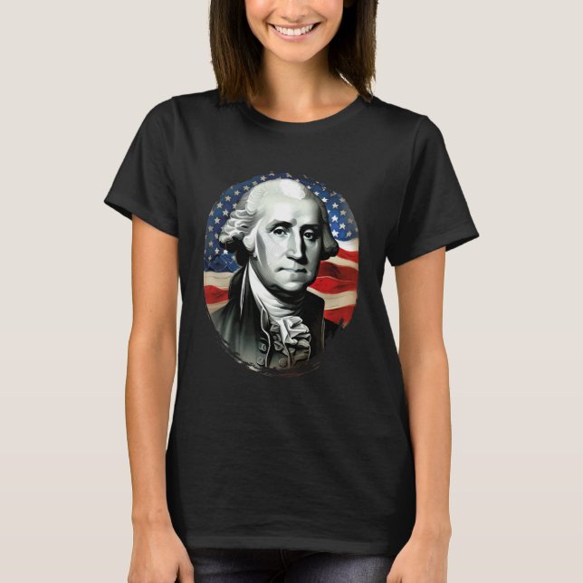 Camiseta 4th of July USA George Washington Painting On (Anverso)