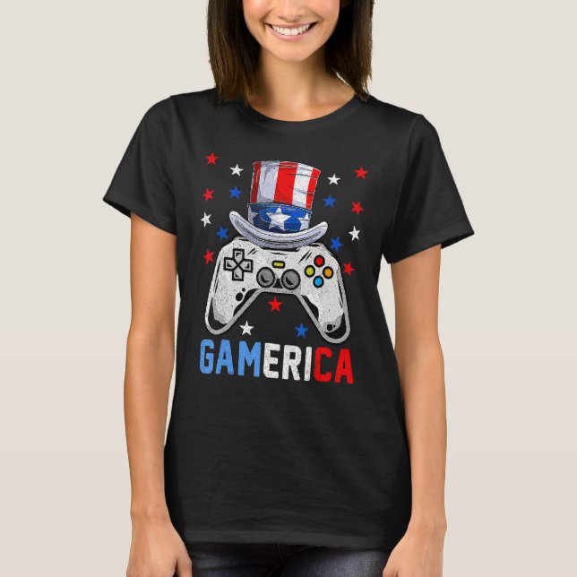 Camiseta 4th Of July  Video Game Gamerica Kids Boys Men USA (Anverso)