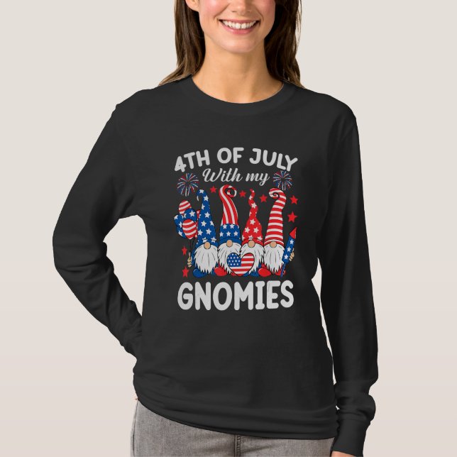 Camiseta 4th Of July With My Gnomies  Gnome Us Flag Patriot (Anverso)