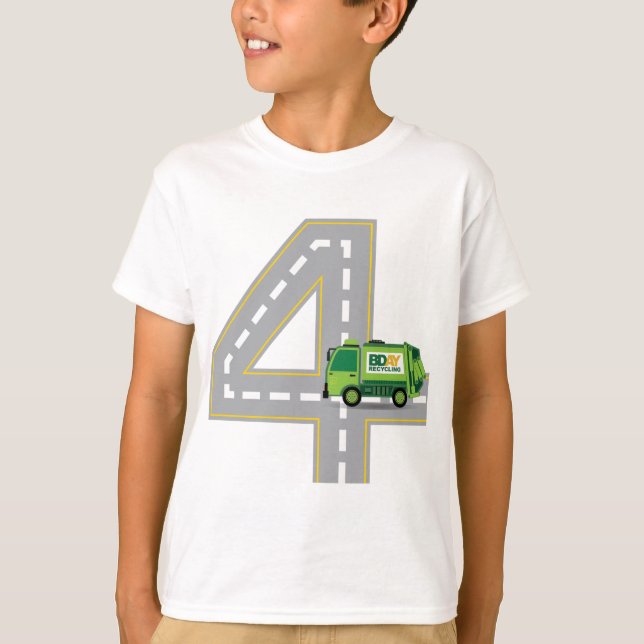 Camiseta 4to Camión de basura del cumpleaños (Anverso)