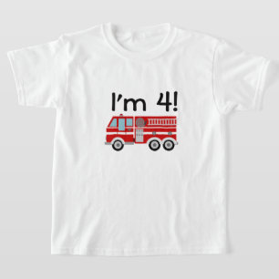 Camiseta 4to Coche de bomberos del cumpleaños