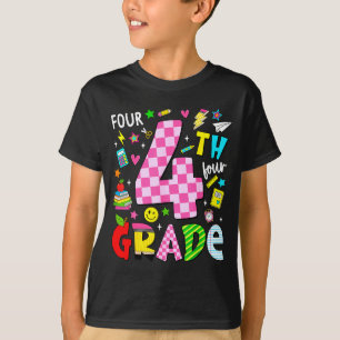 Camiseta 4to cuarto grado retro colorido vuelta al cole
