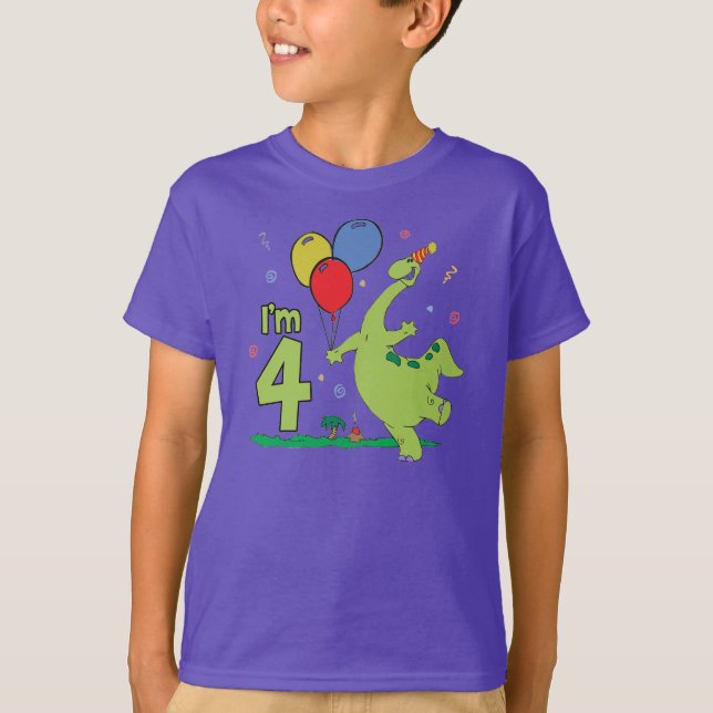 Camiseta 4to cumpleaños de Dino (Anverso)