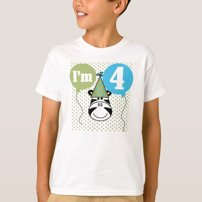 Camiseta 4to cumpleaños de la cebra (Anverso)