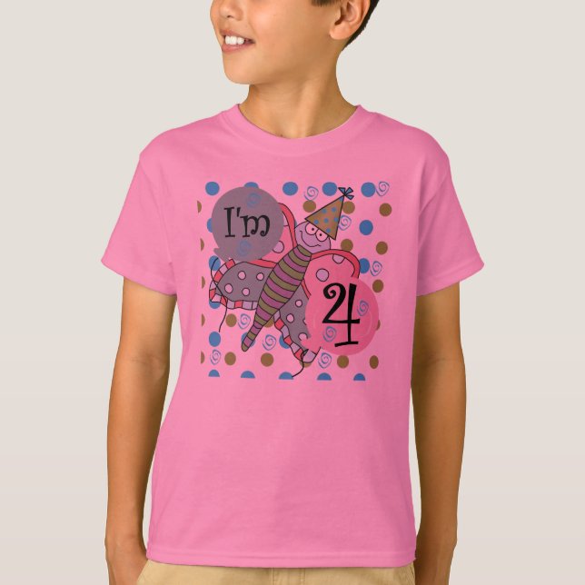 Camiseta 4to cumpleaños de la mariposa (Anverso)