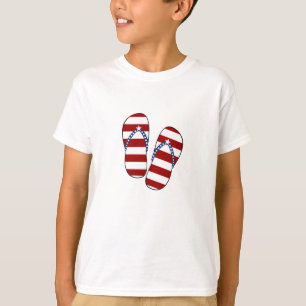 Camiseta 4to de los flips-flopes patrióticos de la bandera