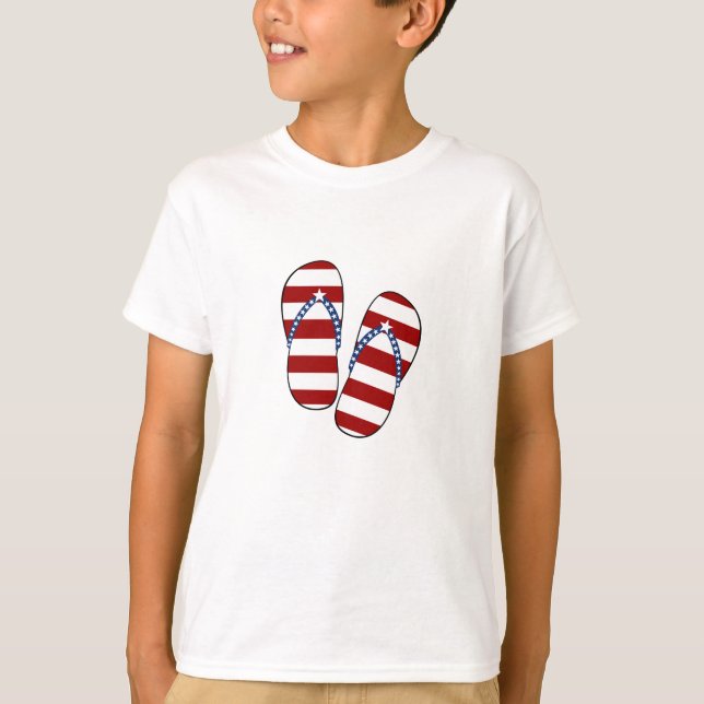 Camiseta 4to de los flips-flopes patrióticos de la bandera (Anverso)