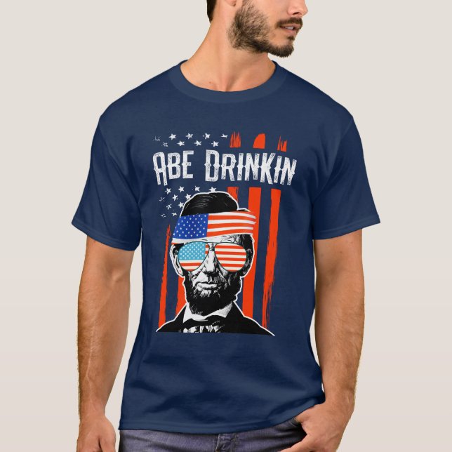 Camiseta 4to divertido de Abe Drinkin del fiesta de julio (Anverso)
