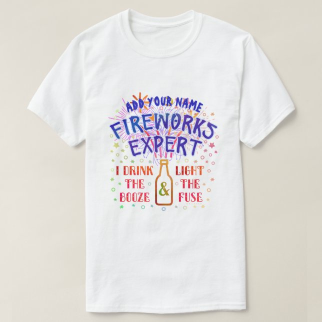 Camiseta 4to divertido del experto V2 de los fuegos (Diseño del anverso)