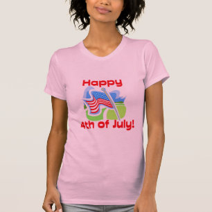 Camiseta 4to feliz quebradizo de los colores de julio