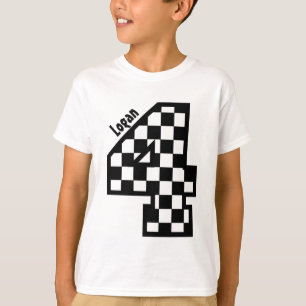 Camiseta 4to Nombre de encargo de cuatro años a cuadros