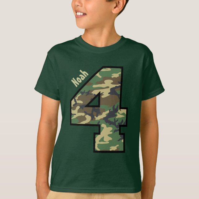 Camiseta 4to Nombre de encargo de cuatro años V01Y del (Anverso)