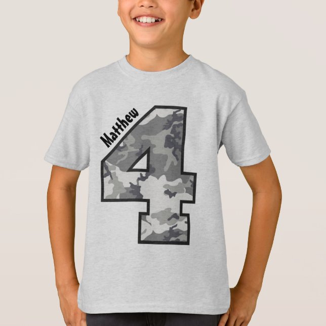 Camiseta 4to Nombre de encargo de cuatro años V01Z del (Anverso)