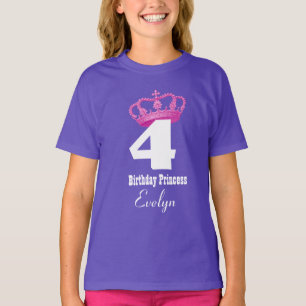Camiseta 4to Princesa real Pink Crown del chica del